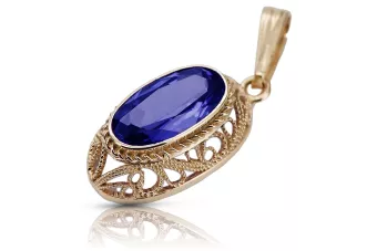 Vintage rose 14k 585 gold sapphire pendant vpc014 Vintage