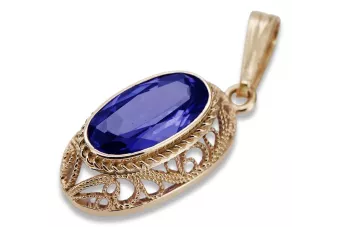 Vintage rose 14k 585 gold sapphire pendant vpc014 Vintage