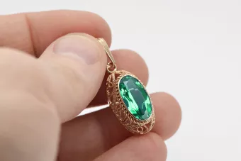 Vintage rose 14k 585 gold emerald pendant vpc014 Vintage