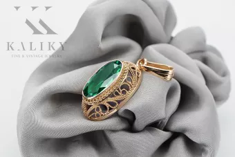 Vintage rose 14k 585 gold emerald pendant vpc014 Vintage