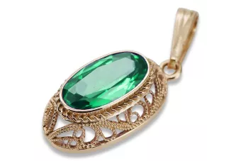 Vintage rose 14k 585 gold emerald pendant vpc014 Vintage