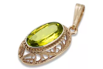 Vintage rose 14k 585 gold perdiot pendant vpc014 Vintage