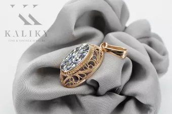 Vintage rose 14k 585 gold zircone pendant vpc014 Vintage