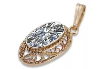Vintage rose 14k 585 gold zircone pendant vpc014 Vintage