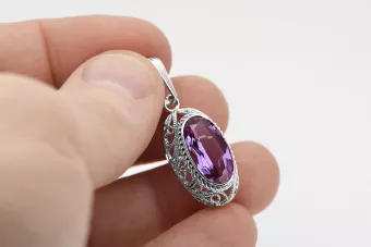 Soviet silver 925 pendant with amethyst vpc014s Vintage