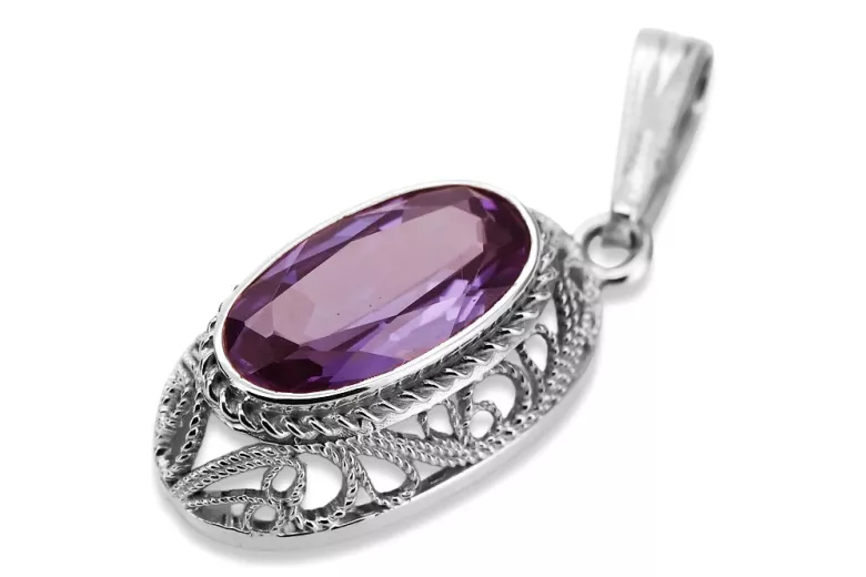 Soviet silver 925 pendant with amethyst vpc014s Vintage