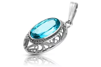 Vintage stříbrný přívěsek 925 s Aquamarine VPC014S vinobraní