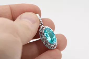 Soviet silver 925 pendant with aquamarine vpc014s Vintage