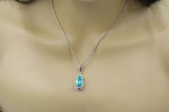 Soviet silver 925 pendant with aquamarine vpc014s Vintage