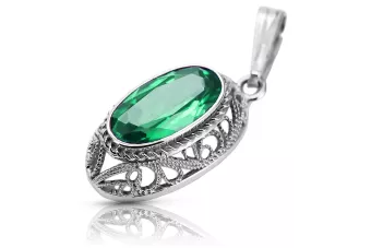 Soviet silver 925 pendant with emerald vpc014s Vintage