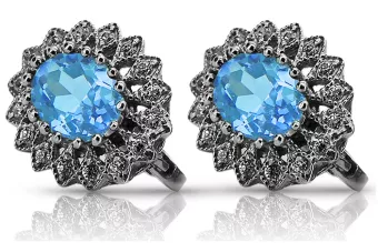 14k white gold 585 aquamarine earrings vec125w Vintage
