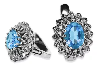 14k white gold 585 aquamarine earrings vec125w Vintage