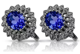 14k white gold 585 sapphire earrings vec125w Vintage