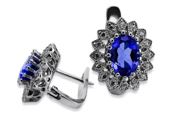 14k white gold 585 sapphire earrings vec125w Vintage