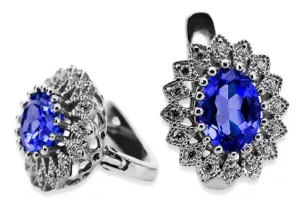 14k white gold 585 sapphire earrings vec125w Vintage