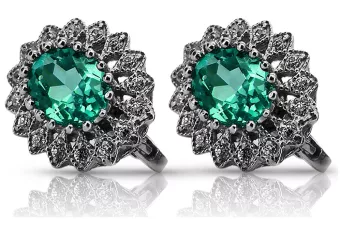 14k white gold 585 emerald earrings vec125w Vintage