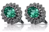 14k white gold 585 emerald earrings vec125w Vintage