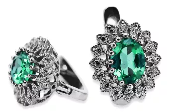 14k white gold 585 emerald earrings vec125w Vintage