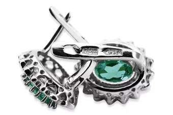 Baltieji aukso auskariai 14k 585 karmazis su smaragdu vec125w Vintage