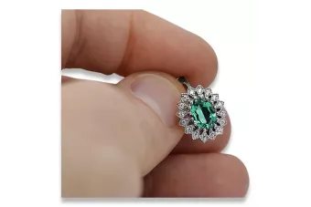 14k white gold 585 emerald earrings vec125w Vintage