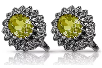 14k white gold 585 peridot earrings vec125w Vintage