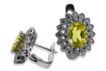 14k white gold 585 peridot earrings vec125w Vintage