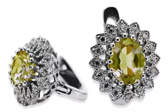 14k white gold 585 peridot earrings vec125w Vintage