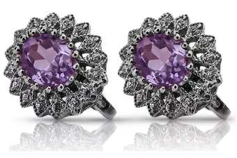 14k white gold 585 amethyst earrings vec125w Vintage