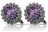 14k white gold 585 amethyst earrings vec125w Vintage