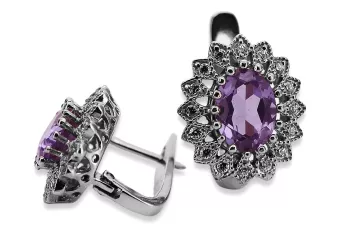 14k white gold 585 amethyst earrings vec125w Vintage