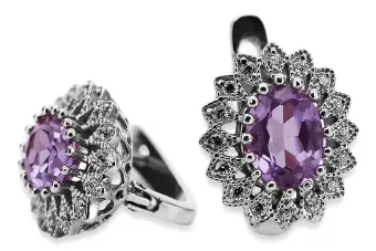 14k white gold 585 amethyst earrings vec125w Vintage