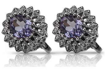 14k white gold 585 alexandrite earrings vec125w Vintage