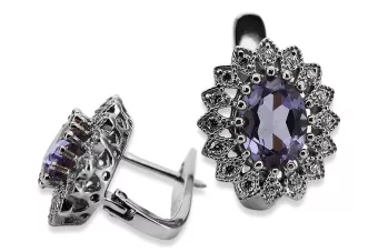 14k white gold 585 alexandrite earrings vec125w Vintage