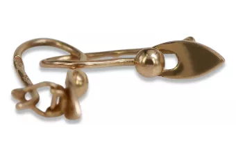 Vintage rose pink 14k 585 gold  Vintage leaf earrings ven208