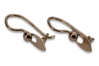 Rosa rusa rosa soviético 14k 585 oro URSS Pendientes de hoja vintage ven208