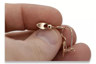 Vintage rose pink 14k 585 gold  Vintage leaf earrings ven208