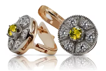 Vintage náušnice s růžovou červenou 14k zlato 585 s peridotem Vec161rw vinobraní