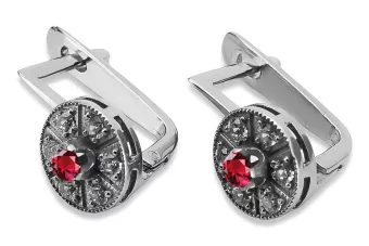 Vintage white 14k 585 gold ruby earrings vec161w Vintage