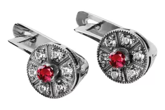 Vintage white 14k 585 gold ruby earrings vec161w Vintage