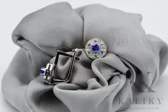 Vintage white 14k 585 gold sapphire earrings vec161w Vintage