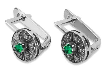 Vintage white 14k 585 gold emerald earrings vec161w Vintage