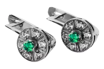 Vintage white 14k 585 gold emerald earrings vec161w Vintage