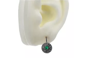Vintage white 14k 585 gold emerald earrings vec161w Vintage