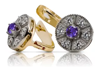 copy of Ruso soviético rosa rosa 14k 585 pendientes de oro vec033 alejandrita rubí esmeralda zafiro ...