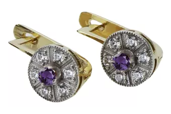 Vintage yellow 14k 585 gold alexandrite earrings vec161yw Vintage