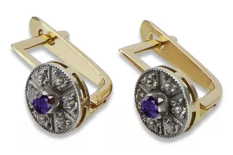 Βίντεζ σκουλαρίκια από κίτρινο 14k χρυσό 585 με αλεξανδρίτη vec161yw