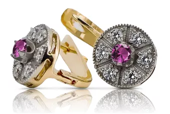 copy of Russische Sowjetische Rose Pink 14k 585 Gold Ohrringe vec033 Alexandrit Rubin Smaragd Saphir ...