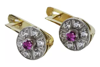 Vintage yellow 14k 585 gold amethyst earrings vec161yw Vintage