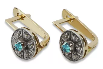 Vintage yellow 14k 585 gold aquamarine earrings vec161yw Vintage
