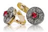 Vintage yellow 14k 585 gold ruby earrings vec161yw Vintage